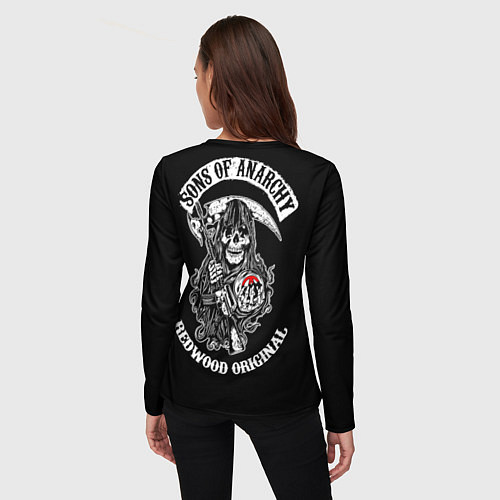 Женский лонгслив Sons Of Anarchy - Jax skull / 3D-принт – фото 4