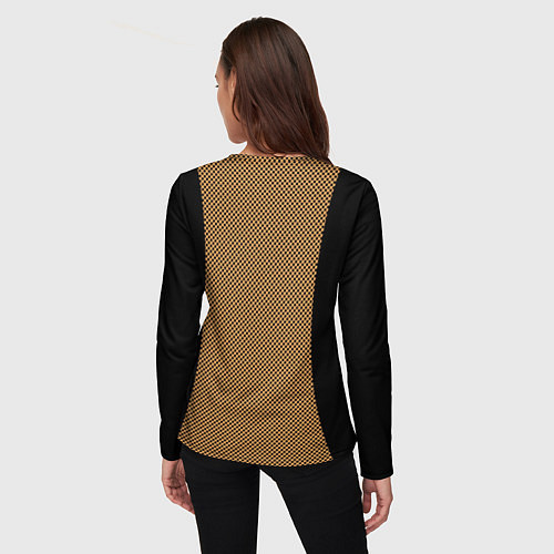 Женский лонгслив Чёрный с коричневым в горошек / 3D-принт – фото 4