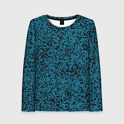Лонгслив женский Чёрно-голубой текстура точки, цвет: 3D-принт