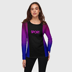 Лонгслив женский Sport сине-розовый текстура, цвет: 3D-принт — фото 2