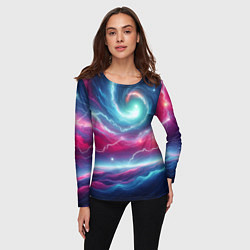 Лонгслив женский Spiral neon galaxy - ai art fantasy, цвет: 3D-принт — фото 2