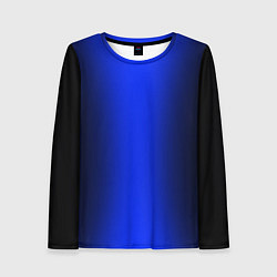 Женский лонгслив Чёрно-синий градиент по центру