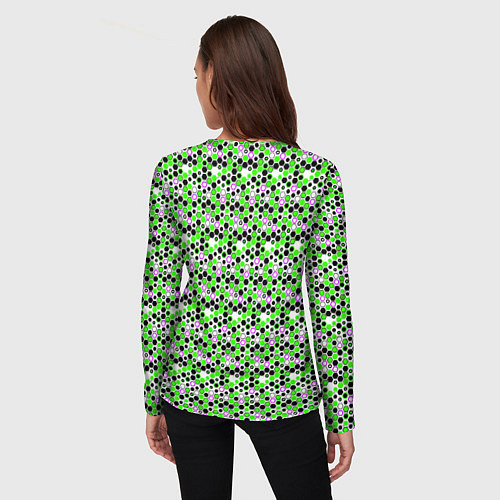 Женский лонгслив Киберпанк шестиугольники зелёные / 3D-принт – фото 4