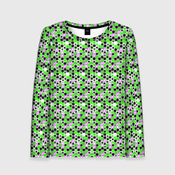Лонгслив женский Киберпанк шестиугольники зелёные, цвет: 3D-принт