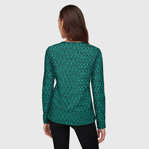 Женский лонгслив Текстурированный с узором чёрно-бирюзовый / 3D-принт – фото 4