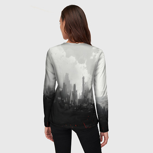 Женский лонгслив Джокер черно-белый стиль / 3D-принт – фото 4