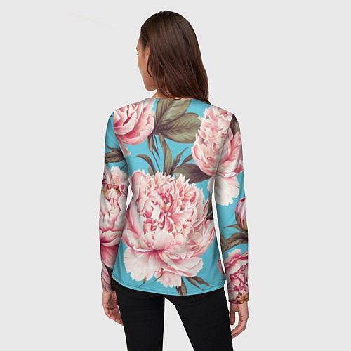 Женский лонгслив Самая лучшая бабушка на фоне пионов / 3D-принт – фото 4