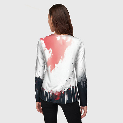 Женский лонгслив Голова Джокера бело-черный стиль / 3D-принт – фото 4
