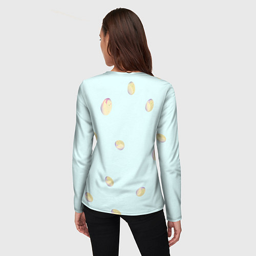 Женский лонгслив Кролик радостный с яйцами / 3D-принт – фото 4