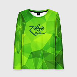 Лонгслив женский Led Zeppelin green poly, цвет: 3D-принт