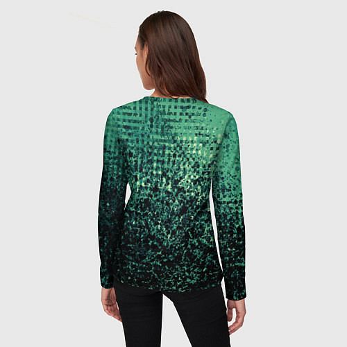 Женский лонгслив Чёрно-зелёный абстракция с пятнами / 3D-принт – фото 4