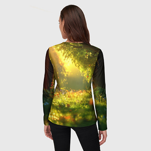 Женский лонгслив Единорог в летнем лесу / 3D-принт – фото 4