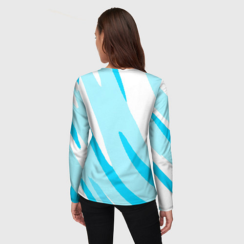 Женский лонгслив Белый с голубым абстракция / 3D-принт – фото 4