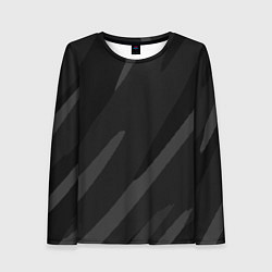 Лонгслив женский Чёрно-серый абстрактный полосы, цвет: 3D-принт