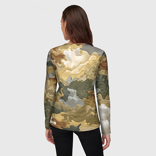 Женский лонгслив Золотистый камуфляж / 3D-принт – фото 4