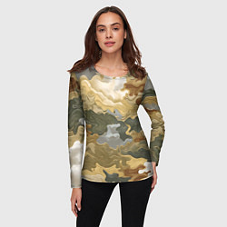 Лонгслив женский Золотистый камуфляж, цвет: 3D-принт — фото 2