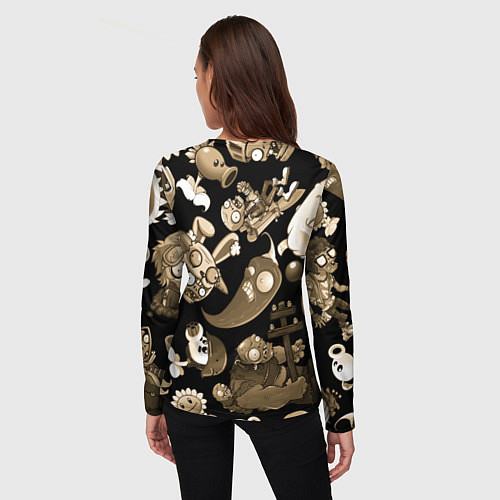 Женский лонгслив Растения против зомби в бежевом цвете / 3D-принт – фото 4