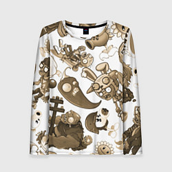 Лонгслив женский Растения против зомби в бежевых тонах, цвет: 3D-принт