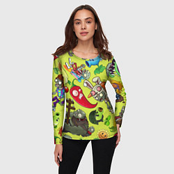 Лонгслив женский Растения против зомби с героями, цвет: 3D-принт — фото 2
