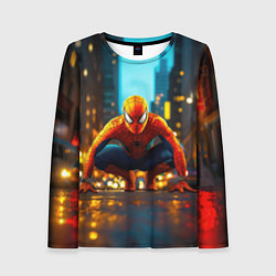 Лонгслив женский Человек паук на старте, цвет: 3D-принт