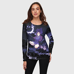 Лонгслив женский Веселая ведьма летит на шабаш, цвет: 3D-принт — фото 2