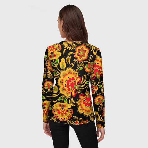 Женский лонгслив Хохлома - роспись / 3D-принт – фото 4