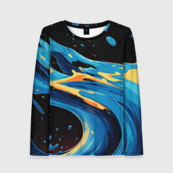 Лонгслив женский Синяя волна из красок, цвет: 3D-принт