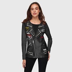 Лонгслив женский Косуха рокерская с нашивками Nirvana, цвет: 3D-принт — фото 2