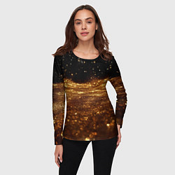 Лонгслив женский Золотистые крупицы на черном, цвет: 3D-принт — фото 2