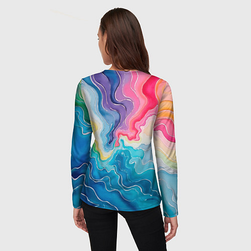 Женский лонгслив Абстрактные волны в мраморном стиле / 3D-принт – фото 4