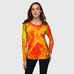 Лонгслив женский Огненный жёлто-красный, цвет: 3D-принт — фото 2