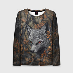 Лонгслив женский Хищный серый лис, цвет: 3D-принт