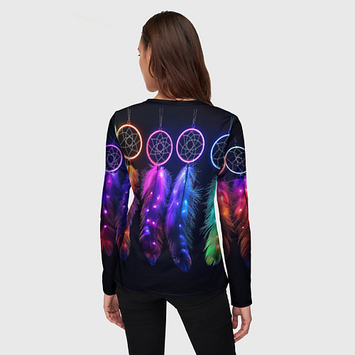 Женский лонгслив Ловцы снов - свечение перьев / 3D-принт – фото 4