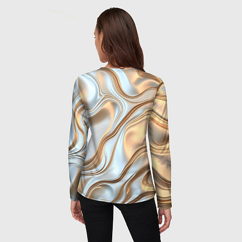 Женский лонгслив Жидкое белое золото / 3D-принт – фото 4