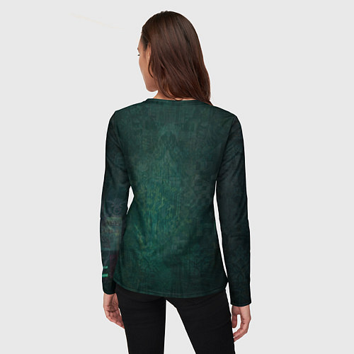 Женский лонгслив Девушка-андроид в зелёных тонах / 3D-принт – фото 4