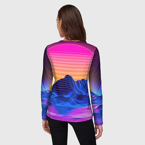 Женский лонгслив Неоновый закат / 3D-принт – фото 4