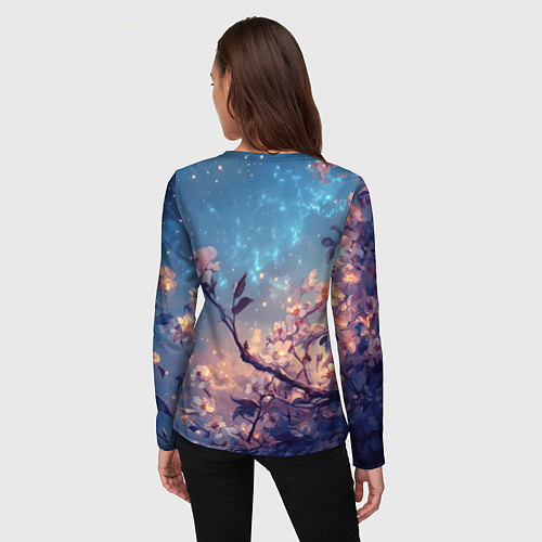 Женский лонгслив Сова на фоне ночного неба / 3D-принт – фото 4
