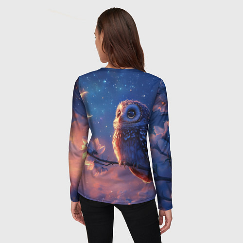 Женский лонгслив Сова на фоне ночного неба / 3D-принт – фото 4