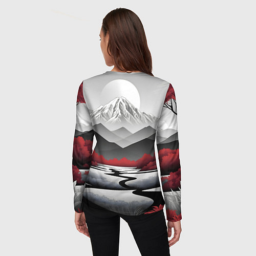 Женский лонгслив Белые горы и красные деревья / 3D-принт – фото 4