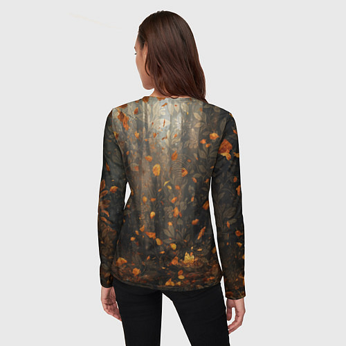 Женский лонгслив Довольный лис в лесной чаще / 3D-принт – фото 4