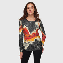Лонгслив женский Красно-черная потертая текстура, цвет: 3D-принт — фото 2