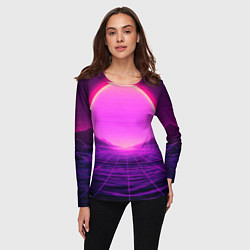 Лонгслив женский Синтвейв ретровейв неоновый узор и солнце, цвет: 3D-принт — фото 2