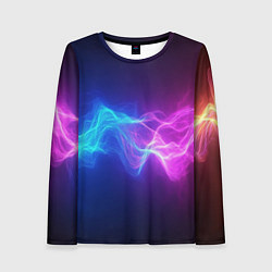 Лонгслив женский Звуковая волна неоновый узор, цвет: 3D-принт