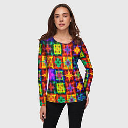 Лонгслив женский Неоновое стекло абстракция, цвет: 3D-принт — фото 2