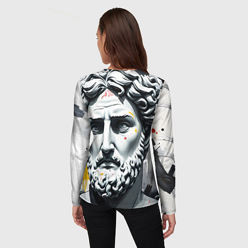 Женский лонгслив Античный портрет и краска / 3D-принт – фото 4