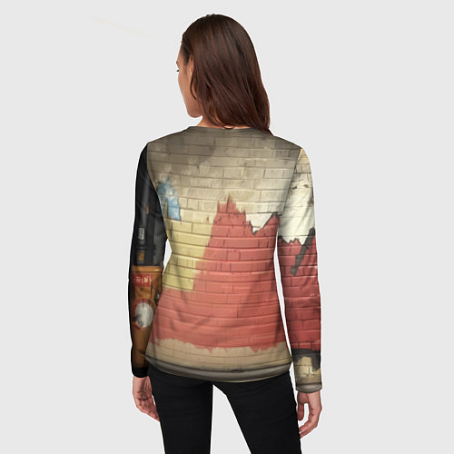 Женский лонгслив Бэтмен на фоне стены / 3D-принт – фото 4