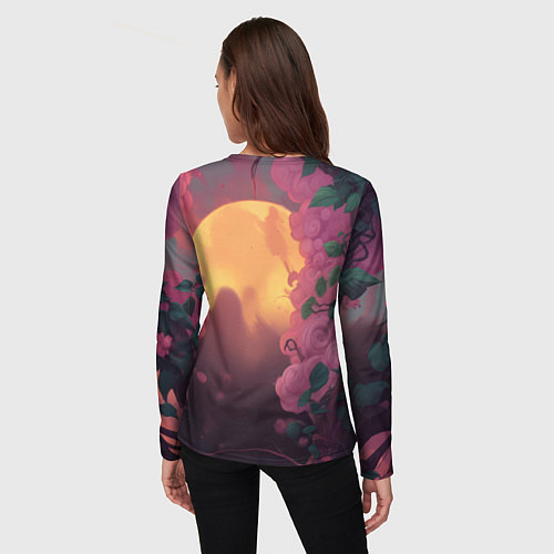 Женский лонгслив Бэтмен и дерево с цветами / 3D-принт – фото 4