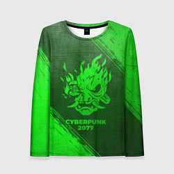Лонгслив женский Cyberpunk 2077 - green gradient, цвет: 3D-принт