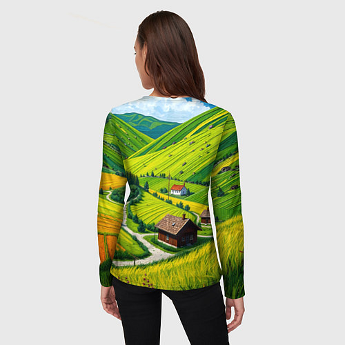 Женский лонгслив Русская душа и поле / 3D-принт – фото 4