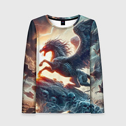 Лонгслив женский Пегас тёмных сил - нейроарт, цвет: 3D-принт